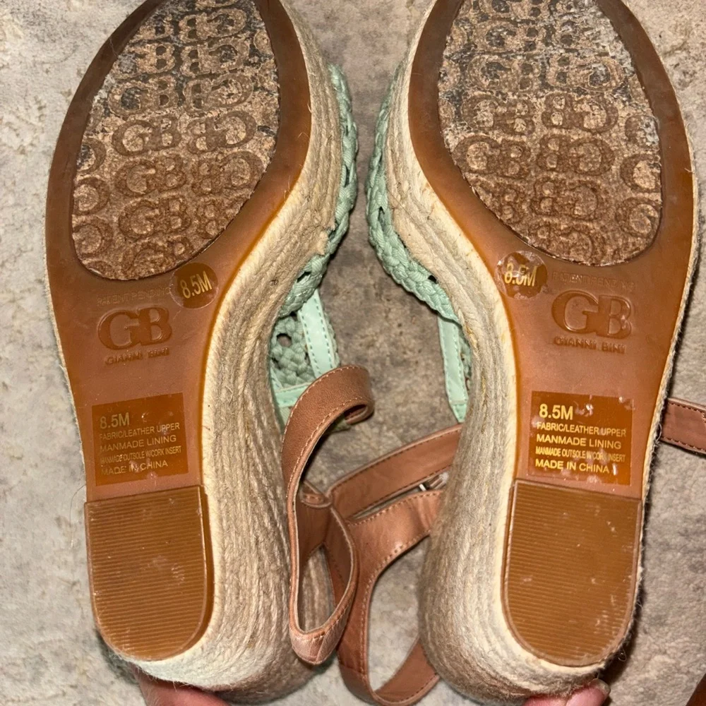 Gianni Bini Mint and Tan Woven Wedges - Picture 5 of 5